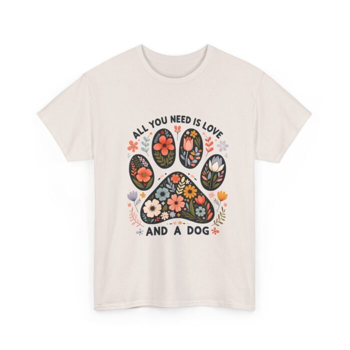 Floral Dog Lover Tee - All You Need Is Love and a Dog, Gift for Dog Parents, Animal Lovers T-Shirt, Pet Adoption Awareness, Casual [...] - Image 16