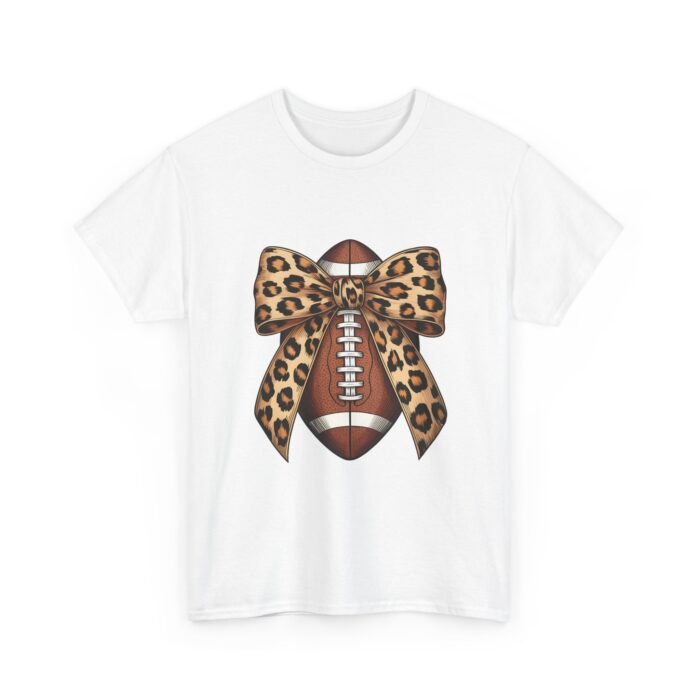 Leopard Bow Football Tee | Unisex Heavy Cotton T-Shirt, Sports Shirt, Game Day Outfit, Fall Fashion, Birthday Gift - Image 3
