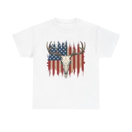 Rustic American Pride Tee, Unisex Heavy Cotton Tee, Perfect for BBQs, Patriotic Events, Outdoor Adventures, Gifts for Hunters