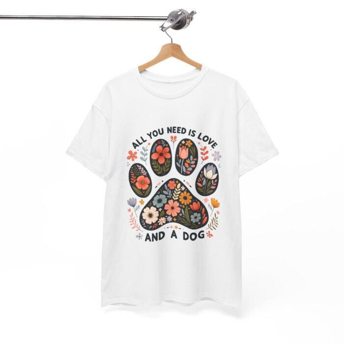 Floral Dog Lover Tee - All You Need Is Love and a Dog, Gift for Dog Parents, Animal Lovers T-Shirt, Pet Adoption Awareness, Casual [...] - Image 5