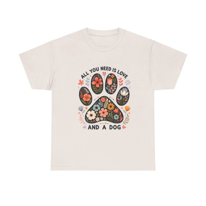 Floral Dog Lover Tee - All You Need Is Love and a Dog, Gift for Dog Parents, Animal Lovers T-Shirt, Pet Adoption Awareness, Casual [...] - Image 14