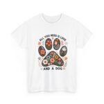 Floral Dog Lover Tee - All You Need Is Love and a Dog, Gift for Dog Parents, Animal Lovers T-Shirt, Pet Adoption Awareness, Casual [...] - Image 3