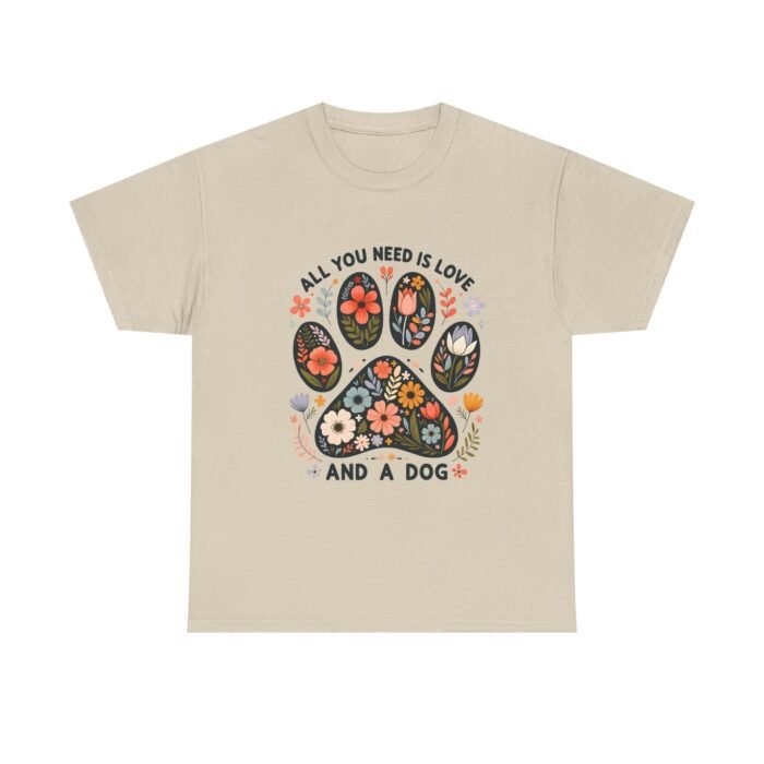 Floral Dog Lover Tee - All You Need Is Love and a Dog, Gift for Dog Parents, Animal Lovers T-Shirt, Pet Adoption Awareness, Casual [...] - Image 10