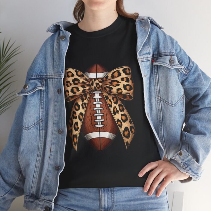 Leopard Bow Football Tee | Unisex Heavy Cotton T-Shirt, Sports Shirt, Game Day Outfit, Fall Fashion, Birthday Gift - Image 13