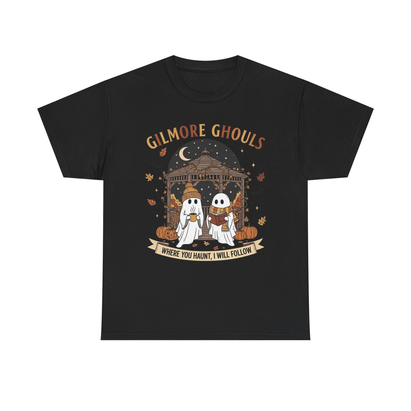 10143516523029252046_2048.jpeg Gilmore Ghouls Unisex Heavy Cotton Tee - Halloween Shirt, Spooky T-Shirt, Fall Apparel, Ghosts & Pumpkins, Casual Wear - Image 6