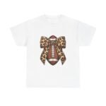 Leopard Bow Football Tee | Unisex Heavy Cotton T-Shirt, Sports Shirt, Game Day Outfit, Fall Fashion, Birthday Gift