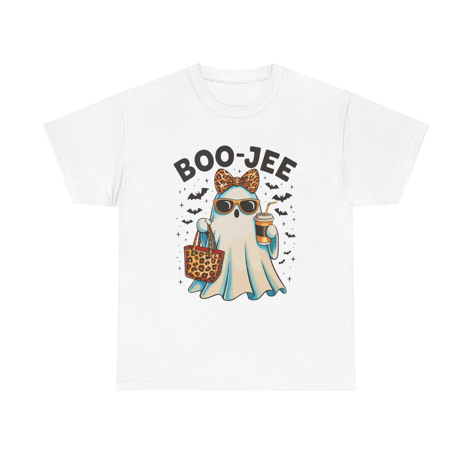 10940882170272308800_2048.jpeg Boo-Jee Ghost Tee - Spooky Chic Unisex Heavy Cotton T-Shirt for Halloween, Ghost Lover Gift, Fall Fashion, Cozy Autumn Vibes, Casual Wear - Image 2