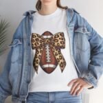 Leopard Bow Football Tee | Unisex Heavy Cotton T-Shirt, Sports Shirt, Game Day Outfit, Fall Fashion, Birthday Gift - Image 7
