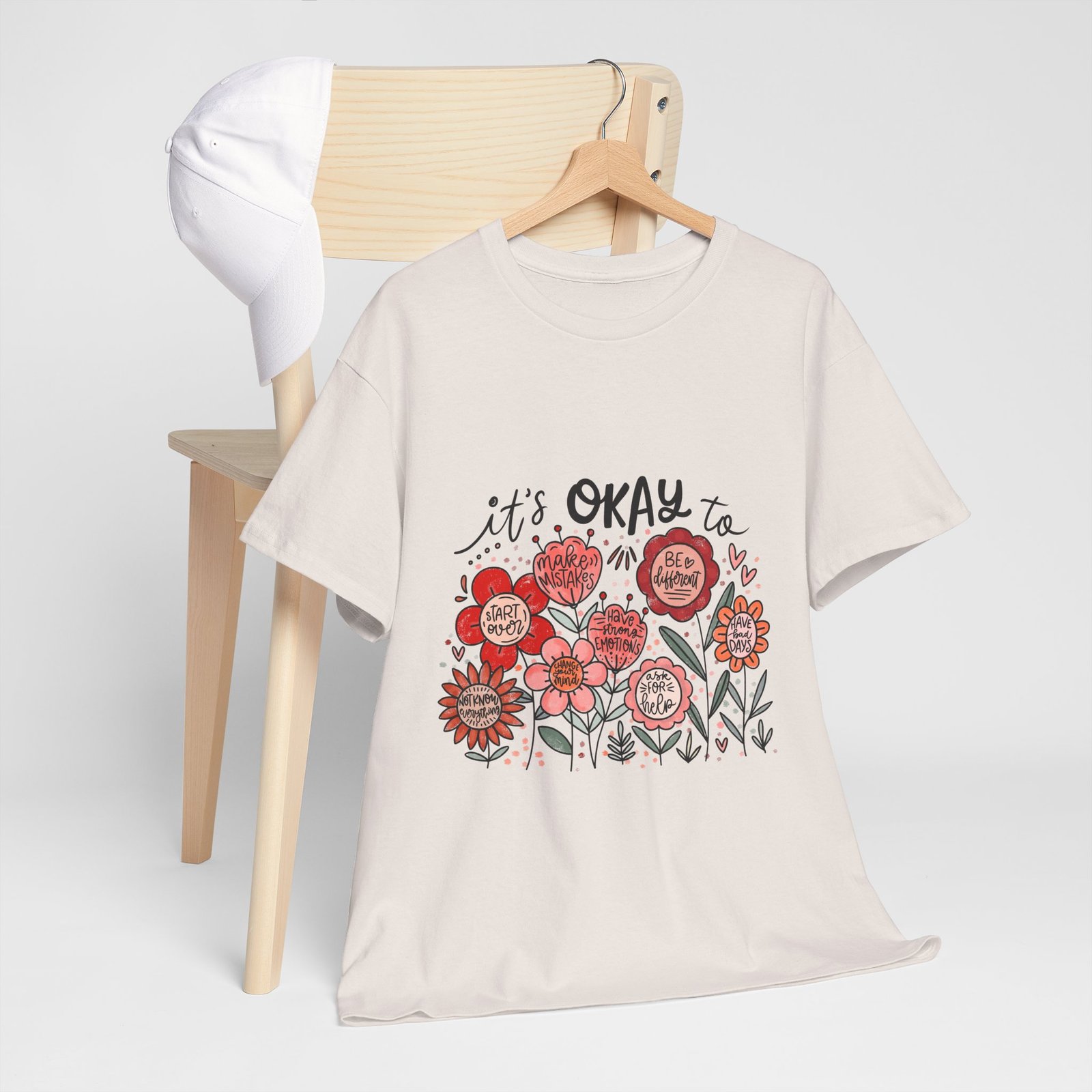 13073491281891562040_2048.jpeg Floral Quote Tee: It's Okay To Not Be Okay, Motivational Gift, Self-Care Apparel, Floral Design Tee, Unisex T-Shirt, Casual Wear - Image 10