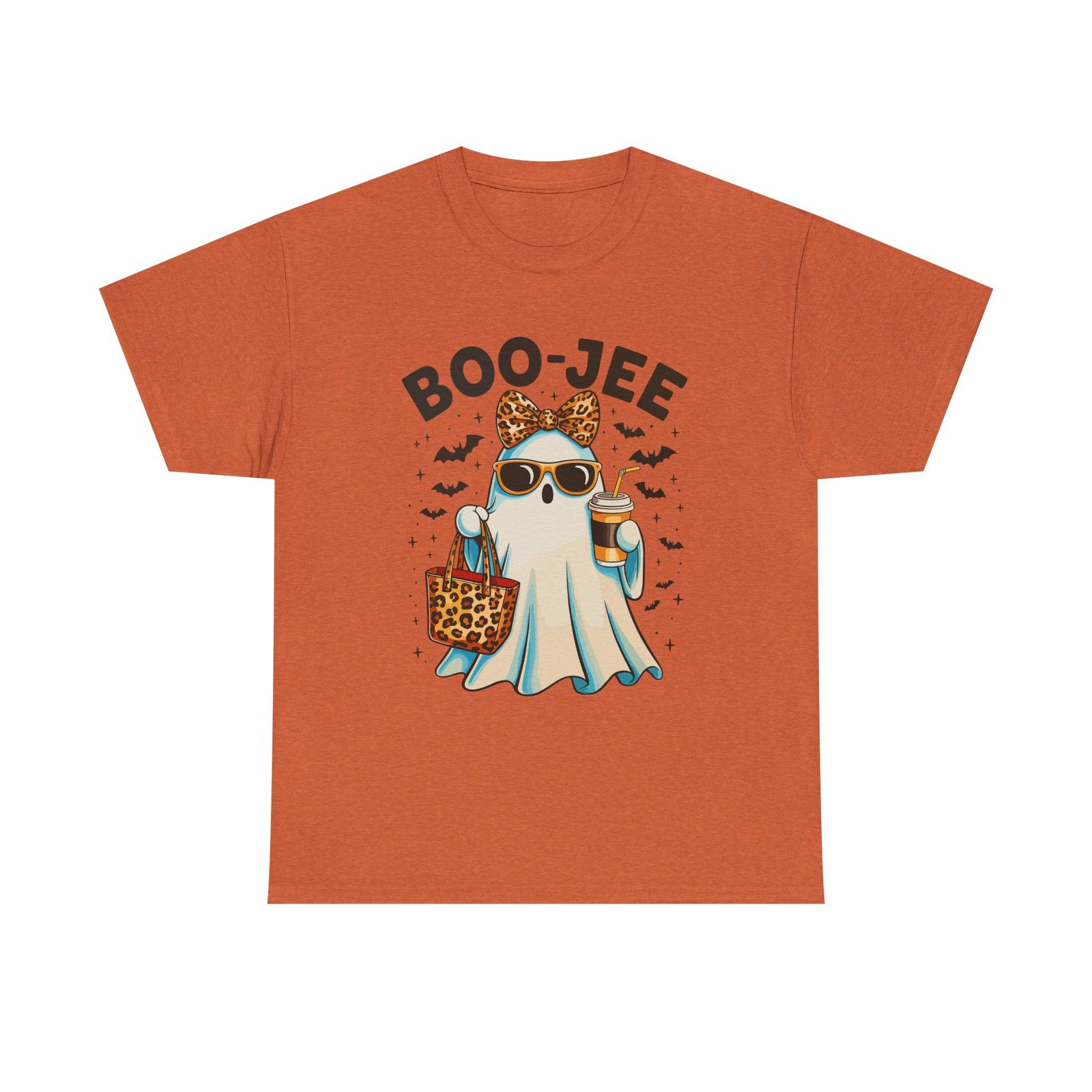 18282659052793798027_2048.jpeg Boo-Jee Ghost Tee - Spooky Chic Unisex Heavy Cotton T-Shirt for Halloween, Ghost Lover Gift, Fall Fashion, Cozy Autumn Vibes, Casual Wear - Image 5