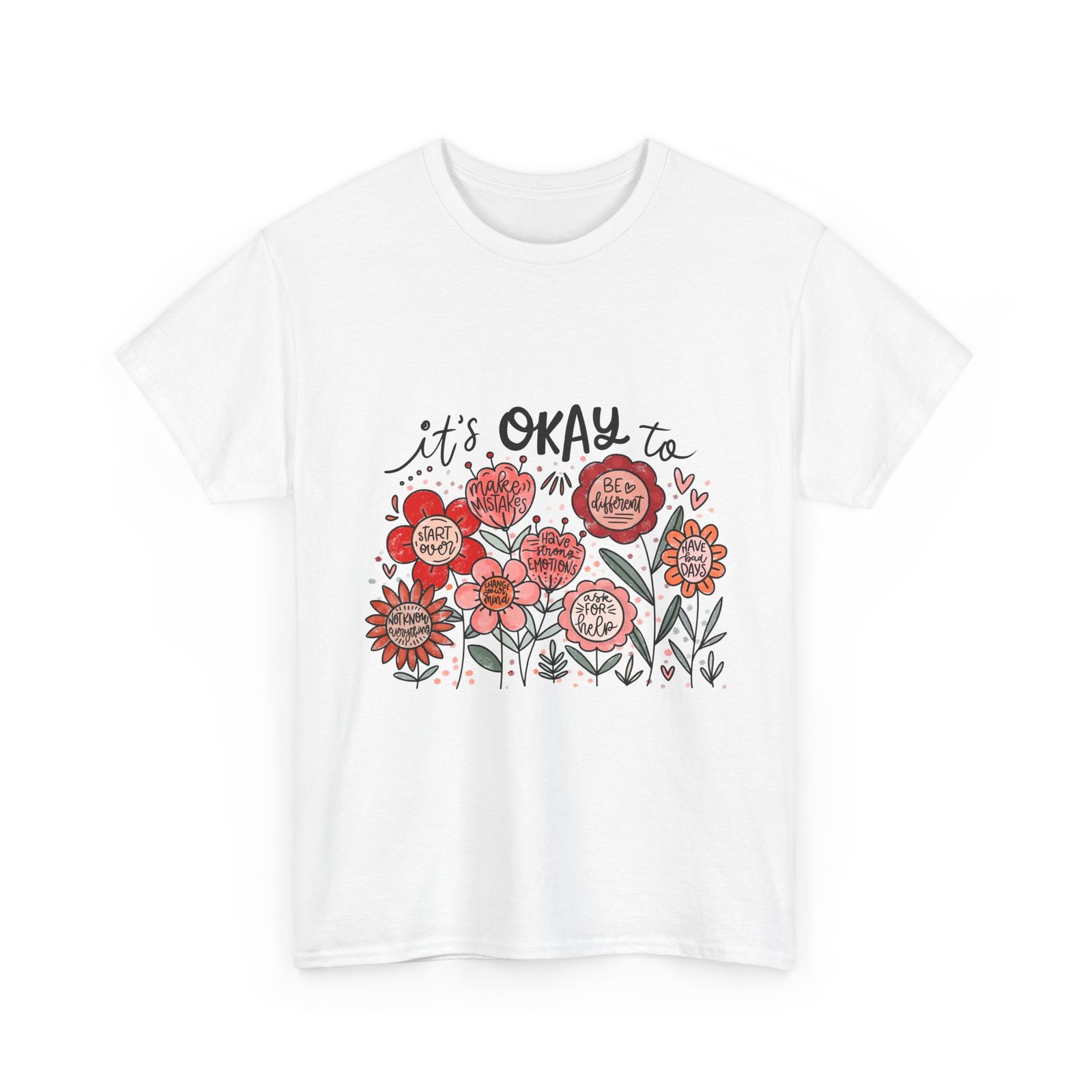 3284649806199140415_2048.jpeg Floral Quote Tee: It's Okay To Not Be Okay, Motivational Gift, Self-Care Apparel, Floral Design Tee, Unisex T-Shirt, Casual Wear - Image 4