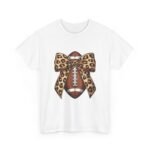 Leopard Bow Football Tee | Unisex Heavy Cotton T-Shirt, Sports Shirt, Game Day Outfit, Fall Fashion, Birthday Gift - Image 3