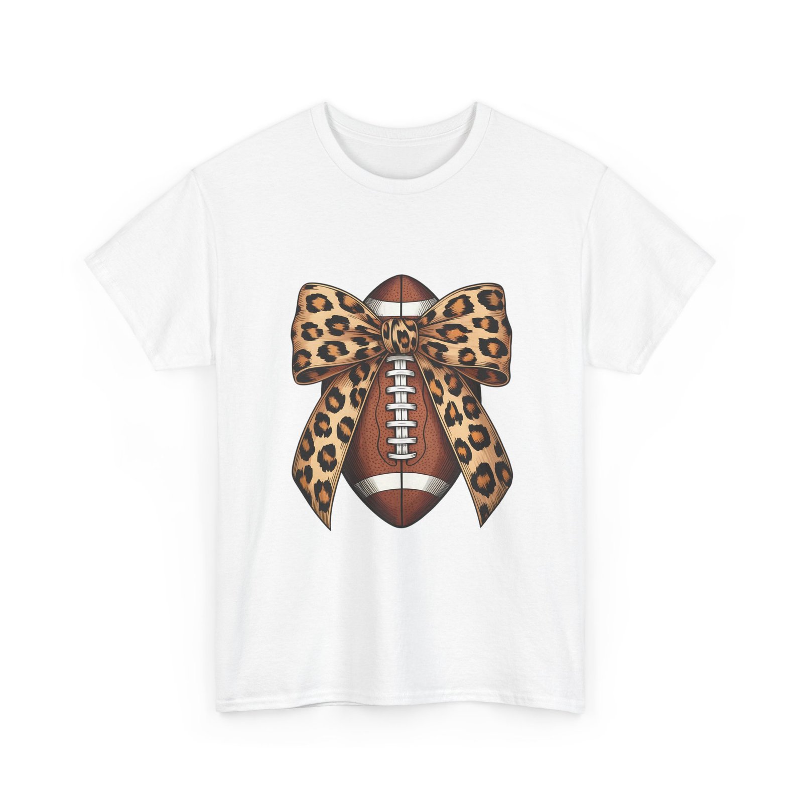 3908607159269597333_2048.jpeg Leopard Bow Football Tee | Unisex Heavy Cotton T-Shirt, Sports Shirt, Game Day Outfit, Fall Fashion, Birthday Gift - Image 3
