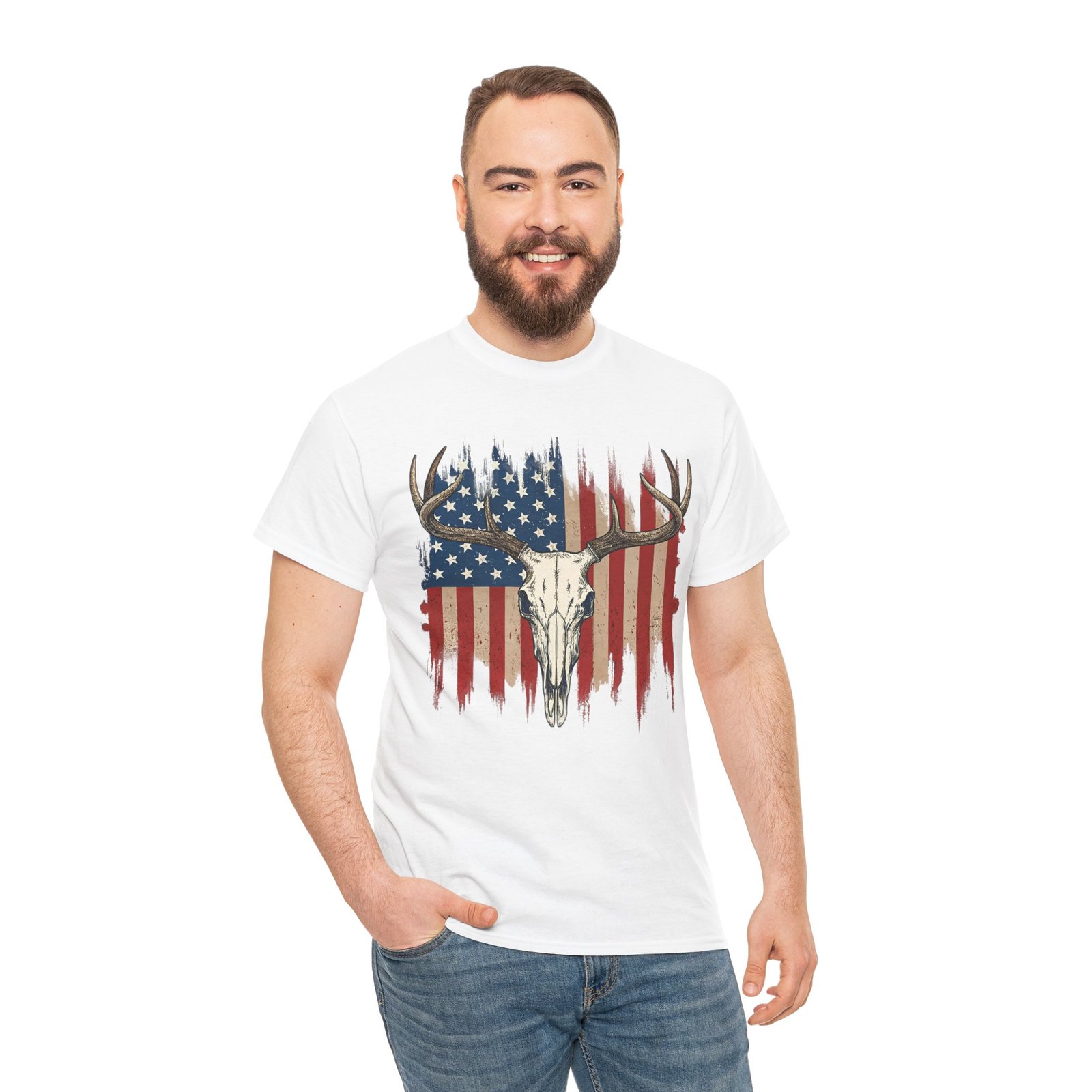 5372868489755451897_2048.jpeg Rustic American Pride Tee, Unisex Heavy Cotton Tee, Perfect for BBQs, Patriotic Events, Outdoor Adventures, Gifts for Hunters - Image 7