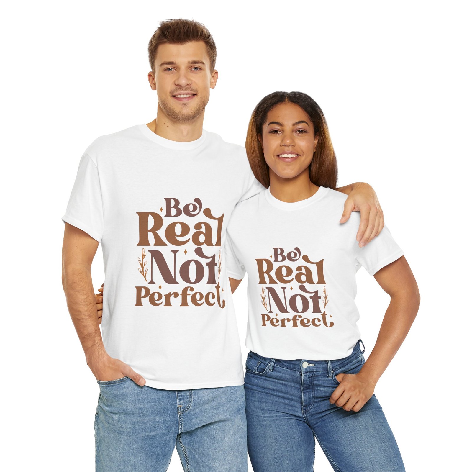 7393834571348392694_2048.jpeg Be Real Not Perfect Unisex Heavy Cotton Tee, Motivational Graphic Shirt, Casual Wear, Self-Love Apparel, Everyday T-Shirt - Image 6