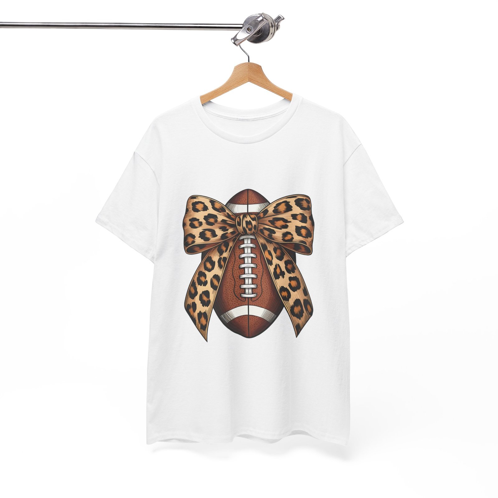 9136569603860295170_2048.jpeg Leopard Bow Football Tee | Unisex Heavy Cotton T-Shirt, Sports Shirt, Game Day Outfit, Fall Fashion, Birthday Gift - Image 5